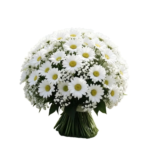 Chamomile Artificial Flower Bouquet for Cemetery, Premium Silk White Bloom Memorial Arrangement, High Volume Full Shape for Outdoor Sacrificial Grave Decoration, 1* Artificial Flower