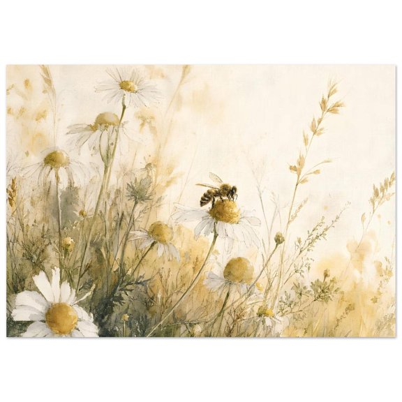 Chamomile Field Botanical Sketch Print, Unframed Paper Poster 8x10in