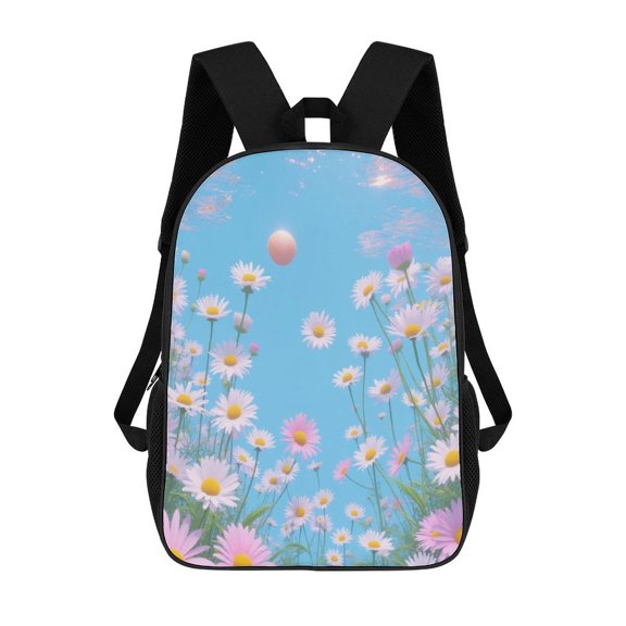Chamomile Field Under Blue Sky 17in Backpack 3D Print Student Large Capacity