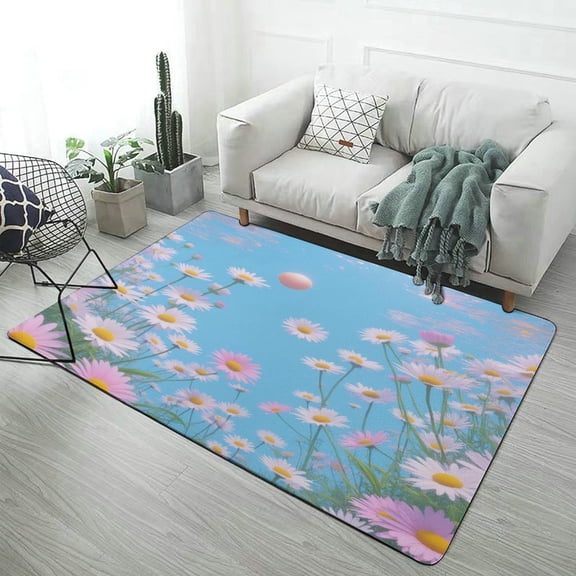 Chamomile Field Under Blue Sky Carpet Style Living Room Bedroom Rug Soft Carpet Modern 3d Entry Door Mats Household