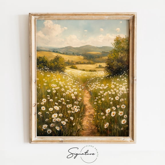 Chamomile Field, Wildflowers In Bloom, Rustic Summer Meadow Art, Nature Wall Decor, Countryside Landscape, Home Decor UNFRAMED Poster, Wall Art for Decor, Present, 8x12