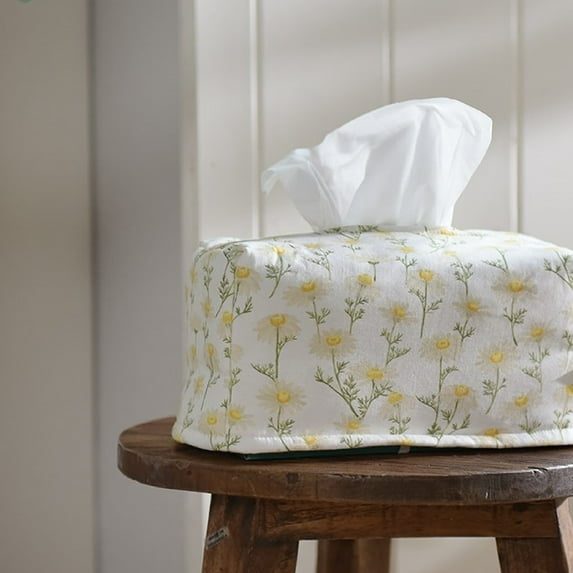 Chamomile Flower Tissue Box Cover, Home Deco Tissue Refill Holder, Made in Korea