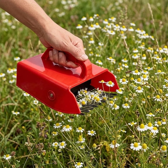 Chamomile Harvester, Flower Rake With Stainless Steel Comb, Herb Picker & Berry Scooper Tool, Ergonomic Handle Picker For Lavender, Sweet Gum Ball, Gentle Precision