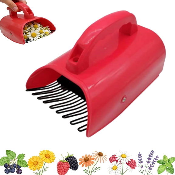 Chamomile Harvester, Herb Picker Tool with Stainless Steel Comb, Ergonomic Flower Harvesting Rake for Lavender, Sweet Gum Tree Ball Picker Upper, Gentle Precision Picking Easier Picking (1PC)