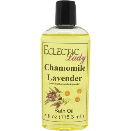 Chamomile Lavender Bath Oil - Scented Body Oil - Relaxing & Moisturizing Bathing Oil - Fragrance Body Oil For Dry & Rough Sensitive Skin - 4 oz