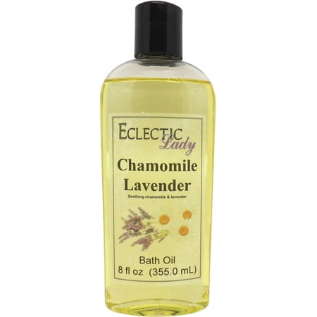 Chamomile Lavender Bath Oil - Scented Body Oil - Relaxing & Moisturizing Bathing Oil - Fragrance Body Oil For Dry & Rough Sensitive Skin - 8 oz