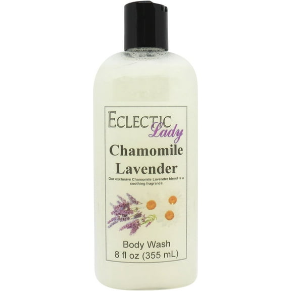 Chamomile Lavender Body Wash by Eclectic Lady, Liquid Shower Gel for Women and Men, 8 Ounces
