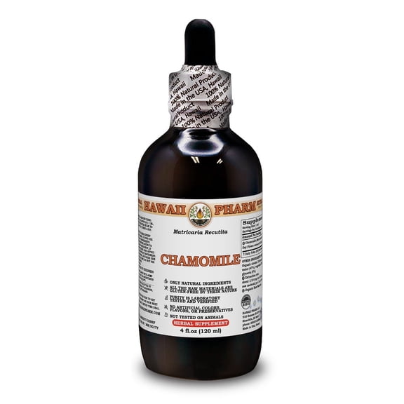 Chamomile (Matricaria Recutita) Dry Flower Liquid Extract. Expertly Extracted by Trusted HawaiiPharm Brand. Absolutely Natural. Proudly made in USA. Tincture 4 Fl.Oz