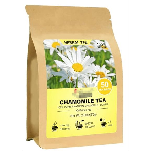 Chamomile Tea Bags - 50 Count | Soothing Herbal Relaxation & Sleep Support