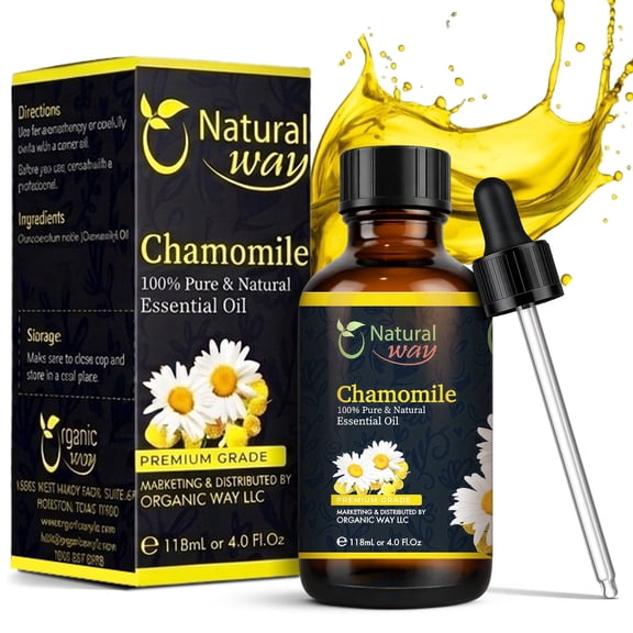 Chamomile Essential Oil for Diffuser, Aromatherapy & Massage, Natural Chamomile Oil for Hair & Skin Care, Diffuser Oil Compatible, 4 fl oz (120 mL)