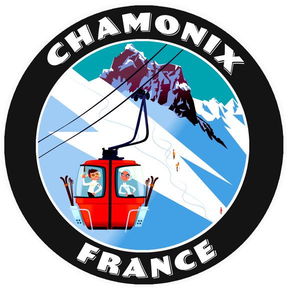 Chamonix, France Ski Lift Decorative Car Truck Decal Window Sticker Vinyl Die-Cut Wildlife Travel Adventure Vacation Tourist Souvenir
