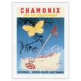 thumbnail image 1 of Chamonix France - Spring Skiing (Ski de Printemps) - Vintage Travel Poster by Jean Leger c.1950 - Japanese Unryu Rice Paper Art Print (Unframed) 12 x 16 in, 1 of 4