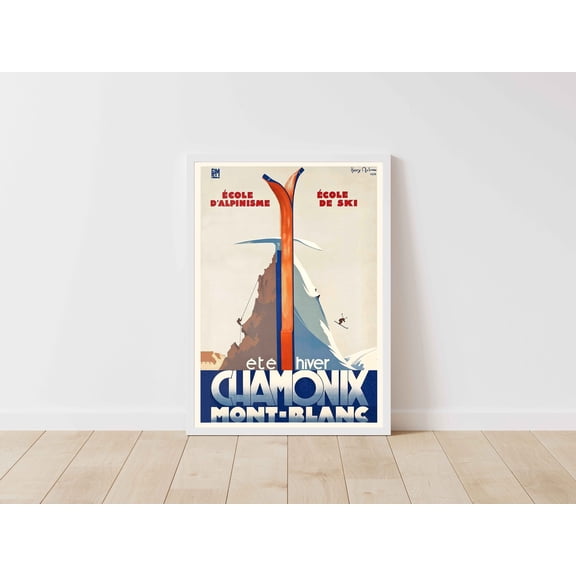 Chamonix Mont Blanc France Vintage Travel Poster , Poster Print Only