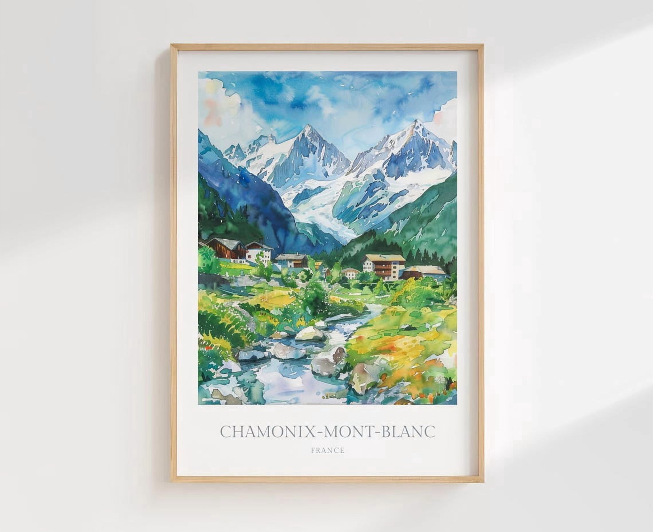 Chamonix Cd Chamonix Mont Blanc French Alps France Drawing Poster, Travel Inspired ...