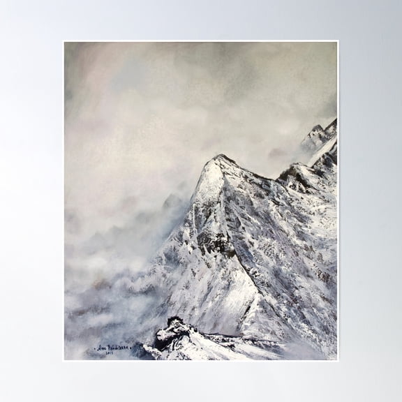 Chamonix Snow Mountains Poster Wall Art, Modern Wall Decor, 12x18 UNFRAMED