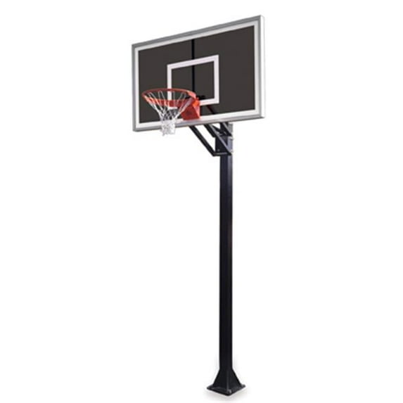 Champ Eclipse-BP Steel-Smoked Glass In Ground Adjustable Basketball System, Columbia Blue
