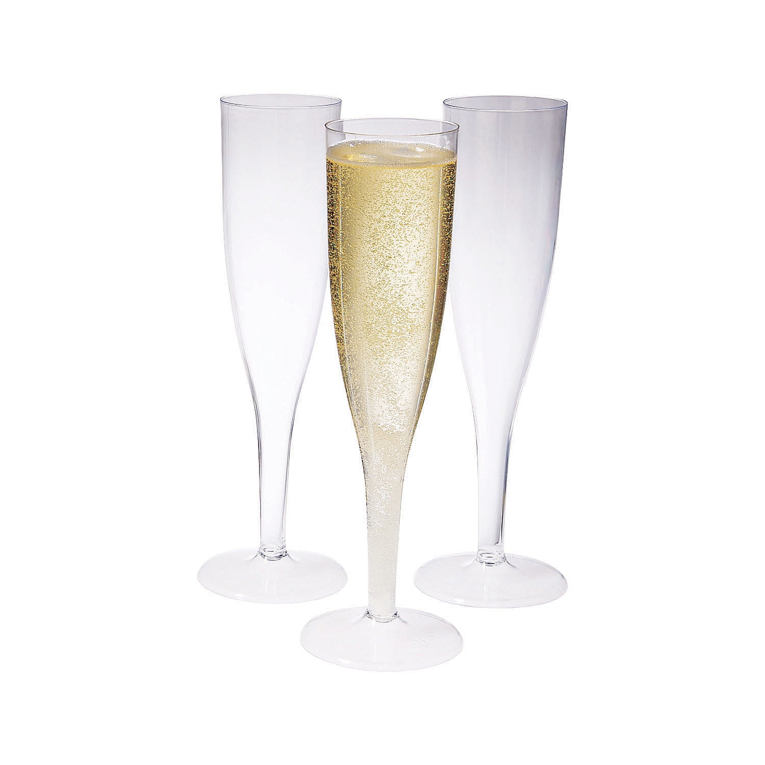Clear Recyclable Plastic Champagne Flutes Set, 25 Pieces
