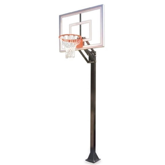 Champ Turbo-BP Steel-Glass In Ground Adjustable Basketball System, Columbia Blue
