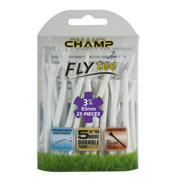 Champ Zarma FLYtee 3.25 inch, White, 25 Count