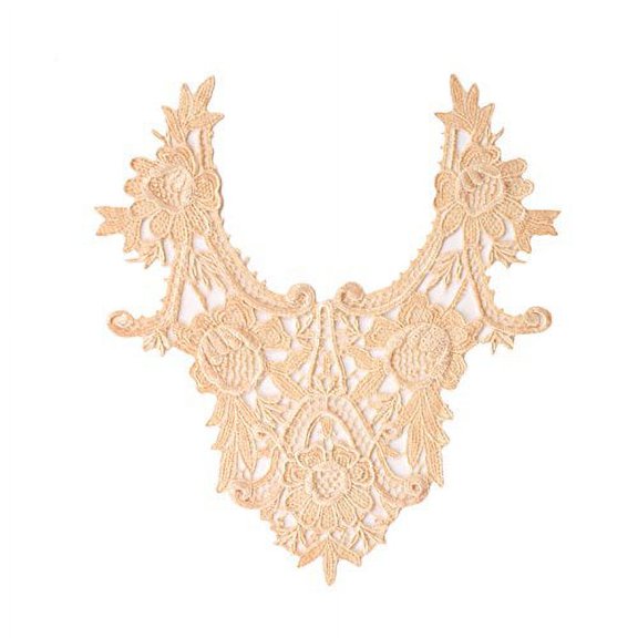 Champagne 11.25"x12" Venice Lace Embroidered Bridal Bodice Patch by Piece