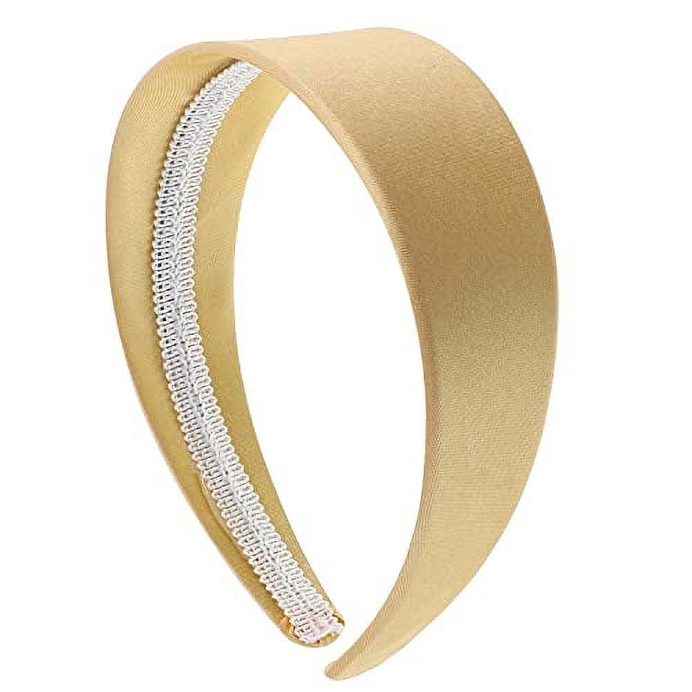 Champagne 2 Inch Wide Satin Hard Headband with No Teeth Head band for