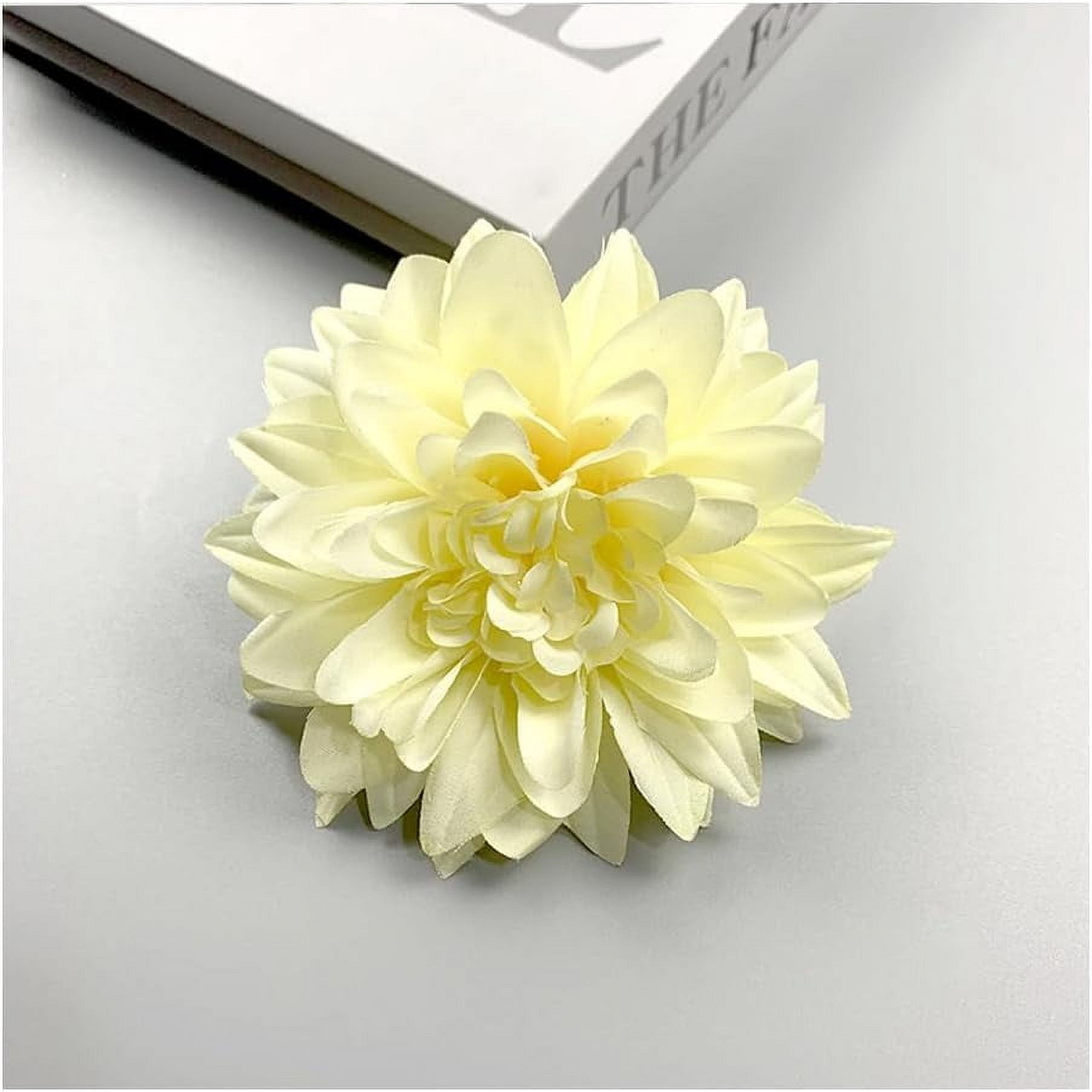 Champagne Artificial Dahlia Flowers, 20Pcs Silk Dahlia Fake Flowers, 3.5 Inch Faux Dahlia Heads for Table Centerpiece Floral Arrangements Wedding Party Home Decoration