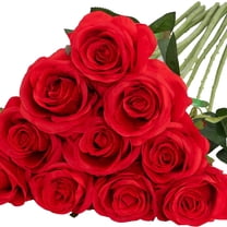 Champagne Artificial Roses Red– Long Stem Faux Flowers for Wedding, Home, Birthday & Table Decoration, 18.6in