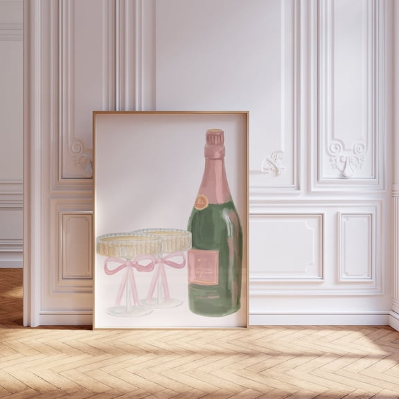 Champagne Bar Cart Art, Coquette Room Decor Home Decor #454, Unframed Poster Size 16x24