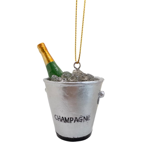 Champagne Bottle in Ice Bucket Christmas Tree New Years Celebration Ornament