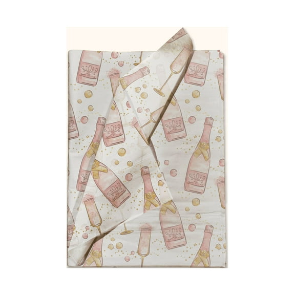 Champagne Bottles Printed Tissue Paper - Decorative Tissue for Decoupage -Wedding Tissue Paper - Engagement Tissue Paper | 24 Sheets 20" x 30"