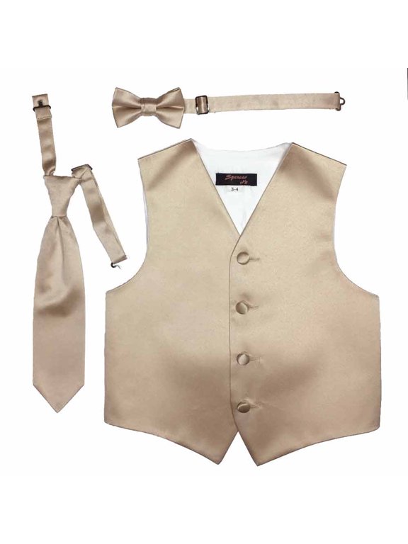 Champagne Boys Satin Vest Spencer J - Boys 13-14