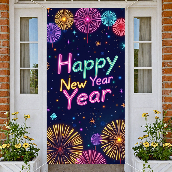 Champagne Celebration Banner New Year Party Backdrop Glittering Design Golden Theme for New Year Party Holiday Celebration Indoor Event