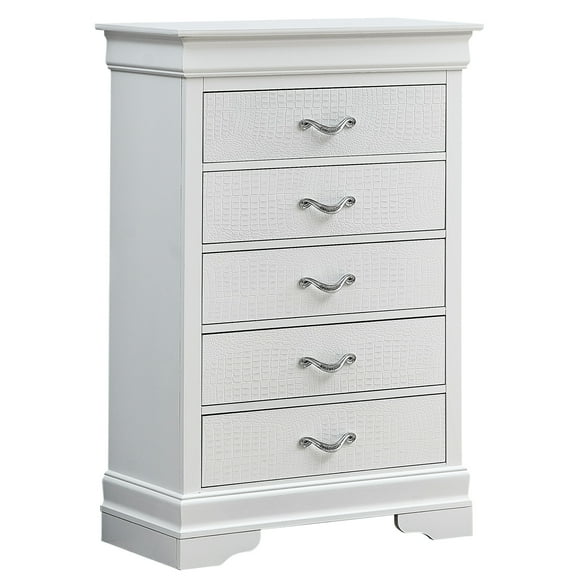 Champagne Chest With Updated Traditional Design - Pulls & Decorative Faux Crystals, Textured , Fully Assembled Dresser G6590 Cabinet Finish And Drawer System