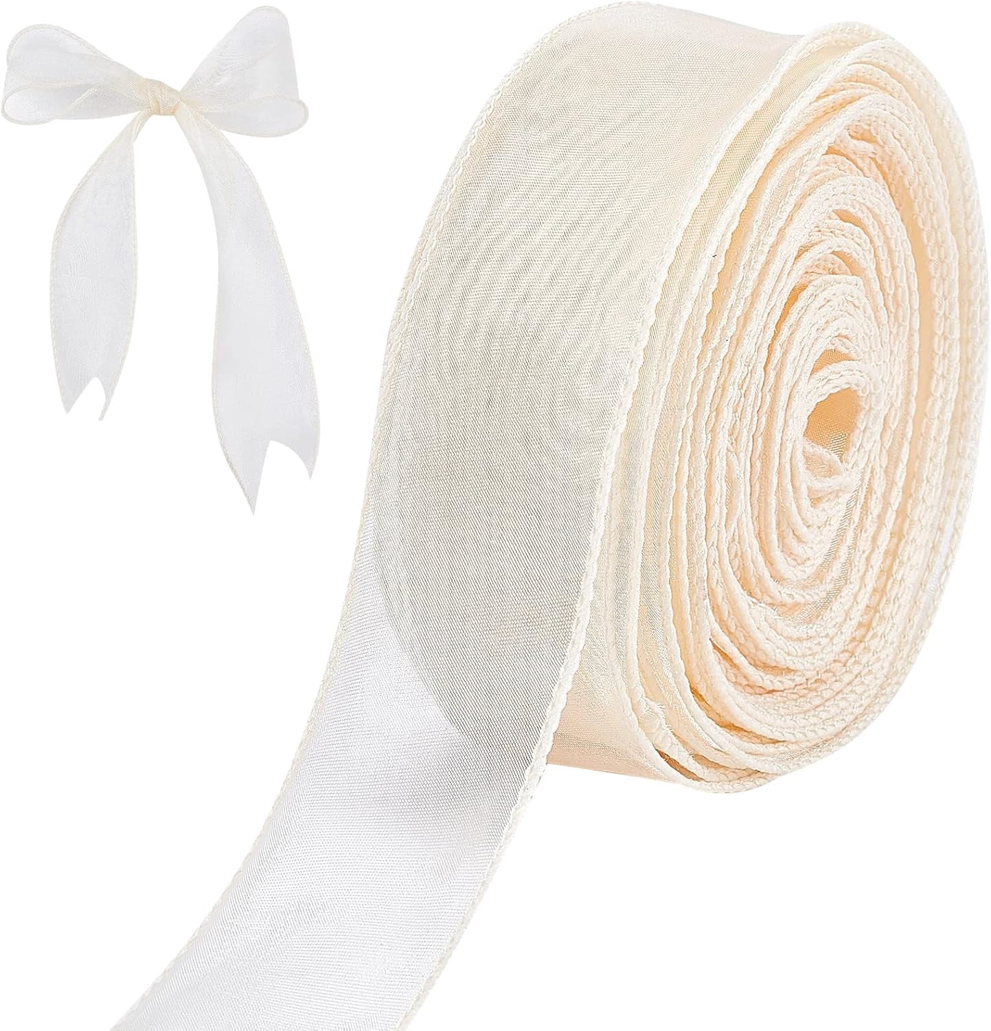 Champagne Chiffon Ribbon 1-1/2 inch x 10 Yard Sheer Organza Ribbon ...