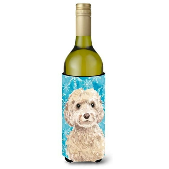 Champagne Cockapoo Winter Wine Bottle Beverge Insulator Hugger