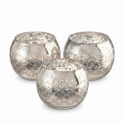 Champagne Collection Etched Diamond Shaped Handmade Glass Votive Candle Holders for Weddings and Home Decor Set of 3, Large