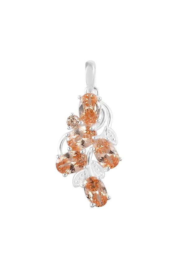Champagne Cubic Zirconia CZ 925 Sterling Silver Pendant for Women Jewelry Ct 2.54 Birthday Christmas Gifts for Women
