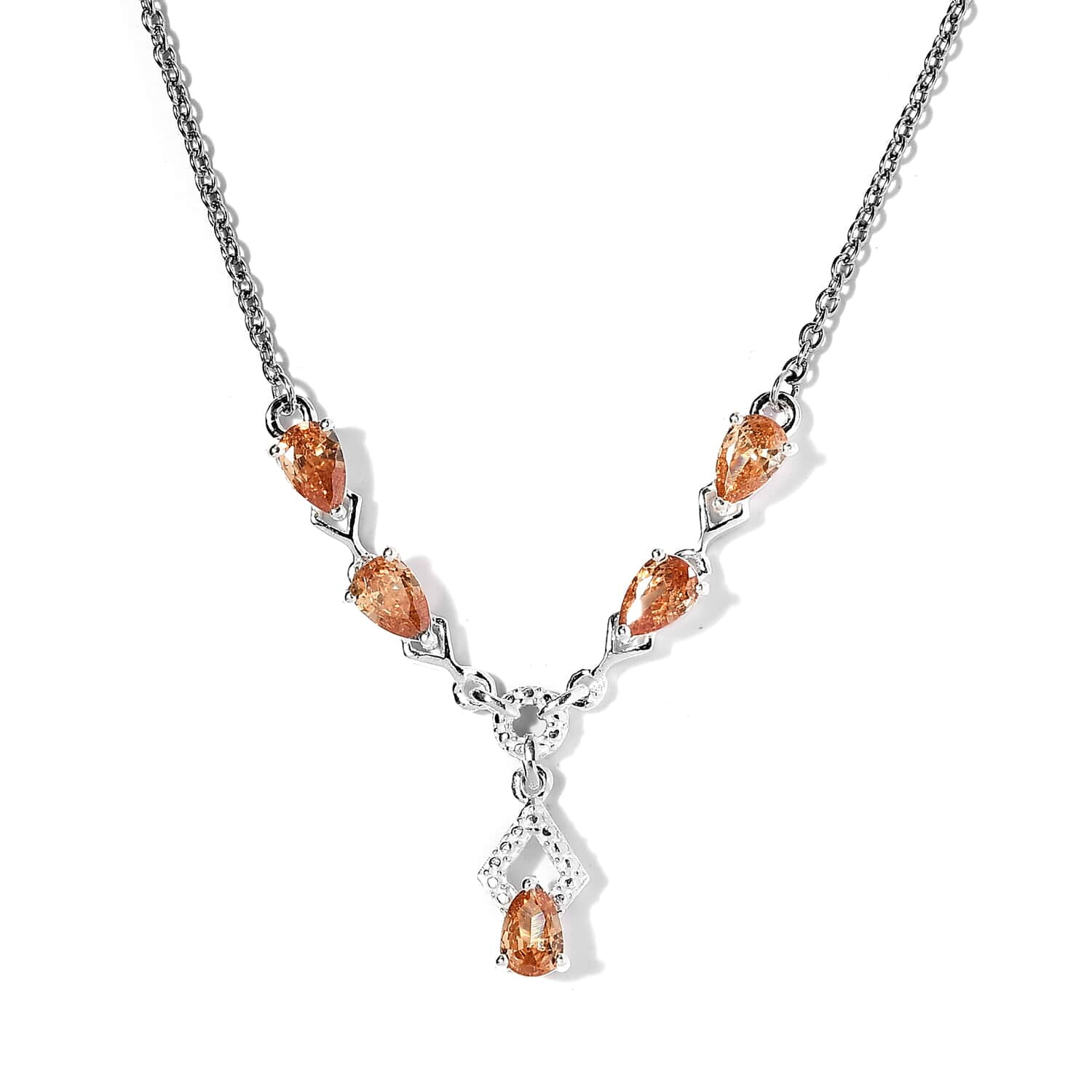 ☆Hei☆ sv925 pear cubic necklace HE24WINSG110XXFR Champagne Cubic Zirconia CZ Pear 925 Sterling Silver