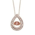 thumbnail image 1 of Champagne Cubic Zirconia Dancing Center Double Teardrop Necklace Rose Gold-Tone Plated Sterling Silver, 1 of 2