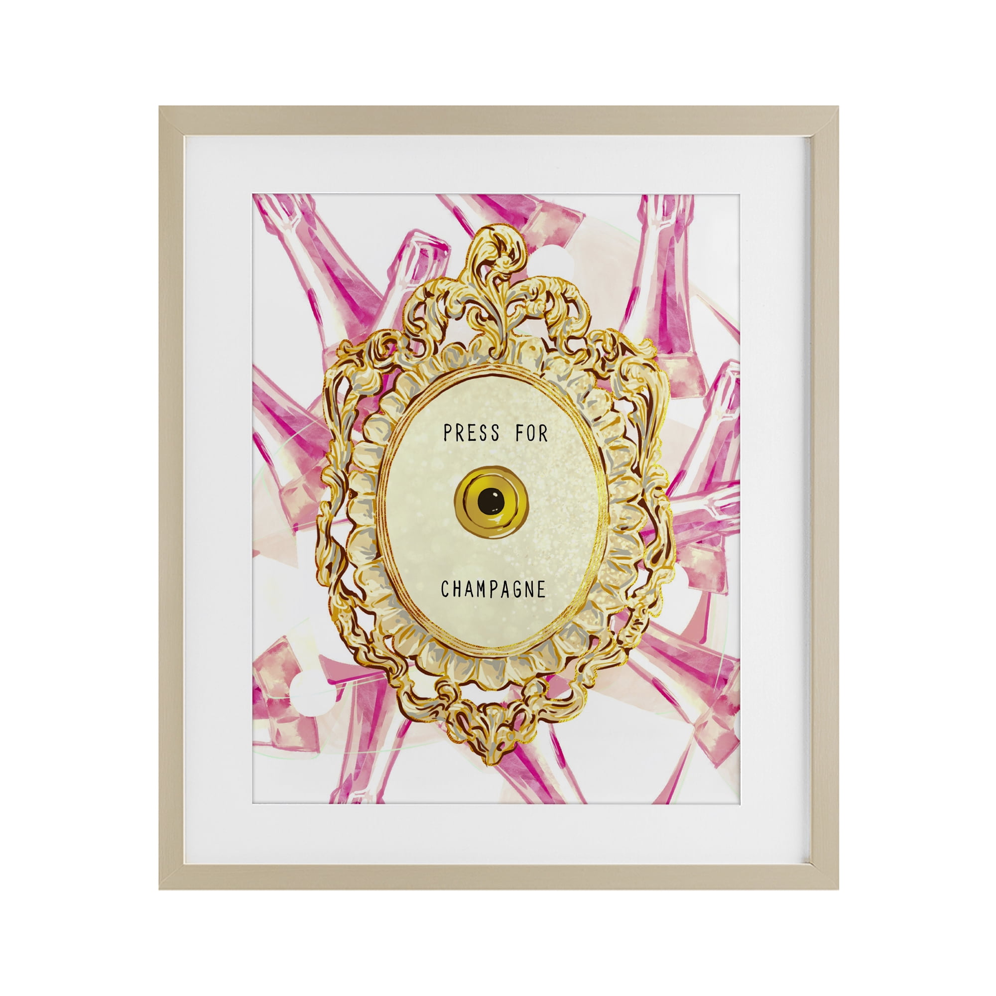 Champagne Doorbell with Pattern Birch Framed Print Under Glass, design by Ziwei Li