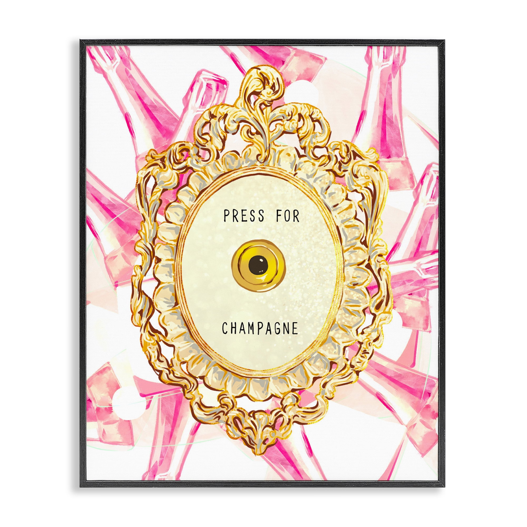 Champagne Doorbell with Pattern Black Framed Giclee Art, design by Ziwei Li