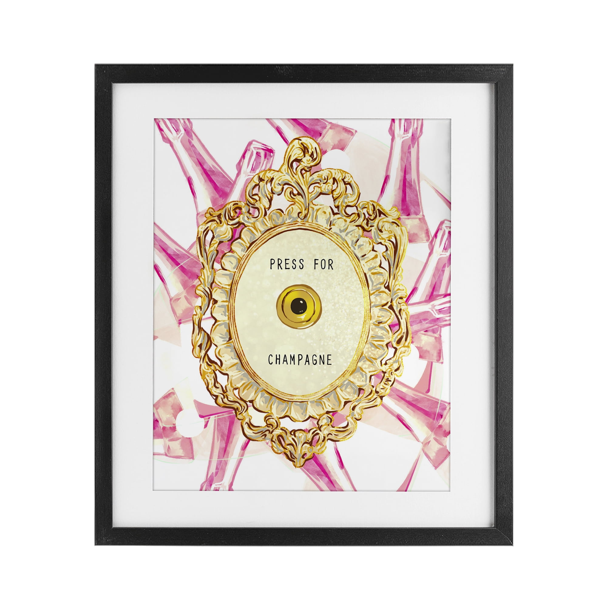 Champagne Doorbell with Pattern Black Framed Print Under Glass, design by Ziwei Li