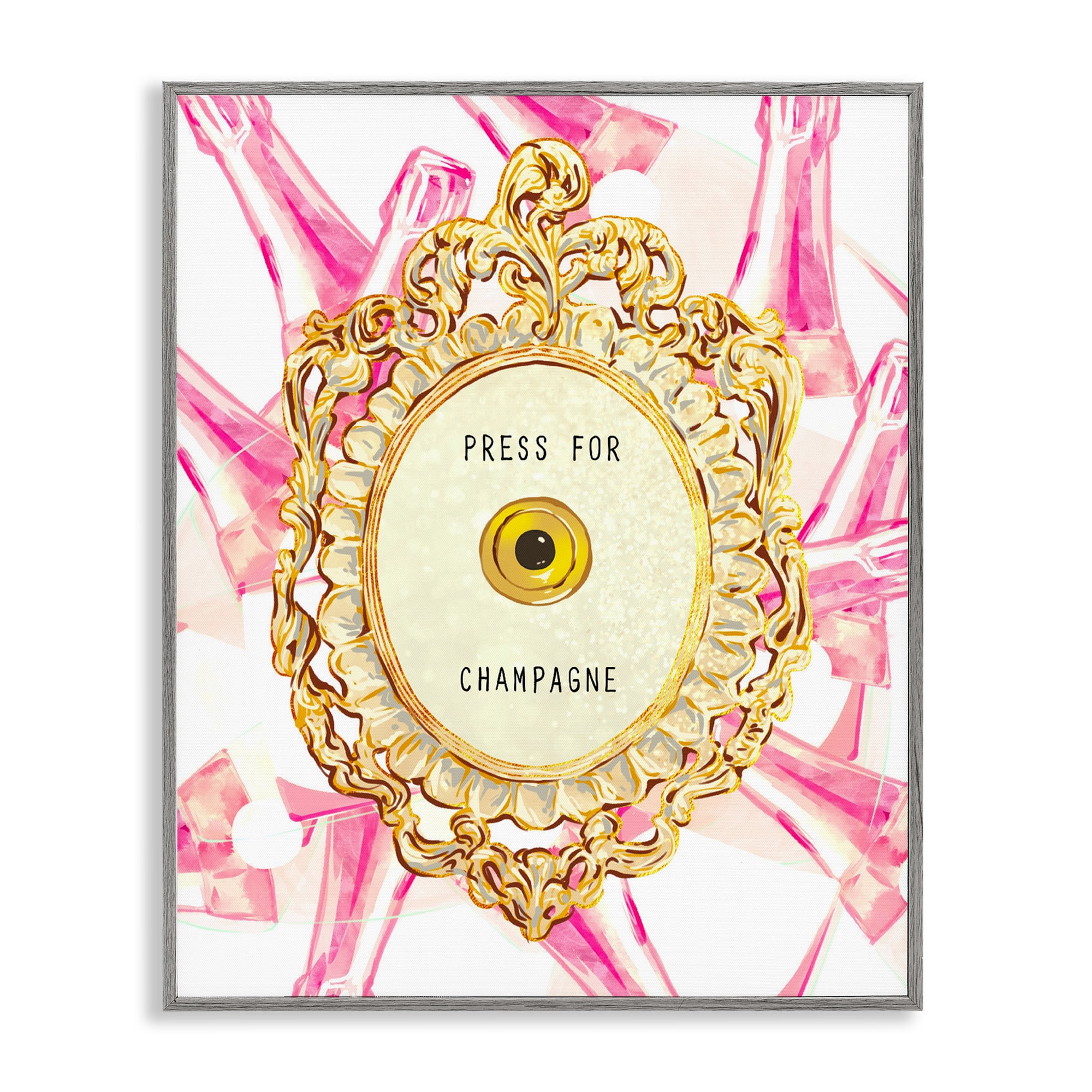 Champagne Doorbell with Pattern Gray Framed Giclee Art, design by Ziwei Li