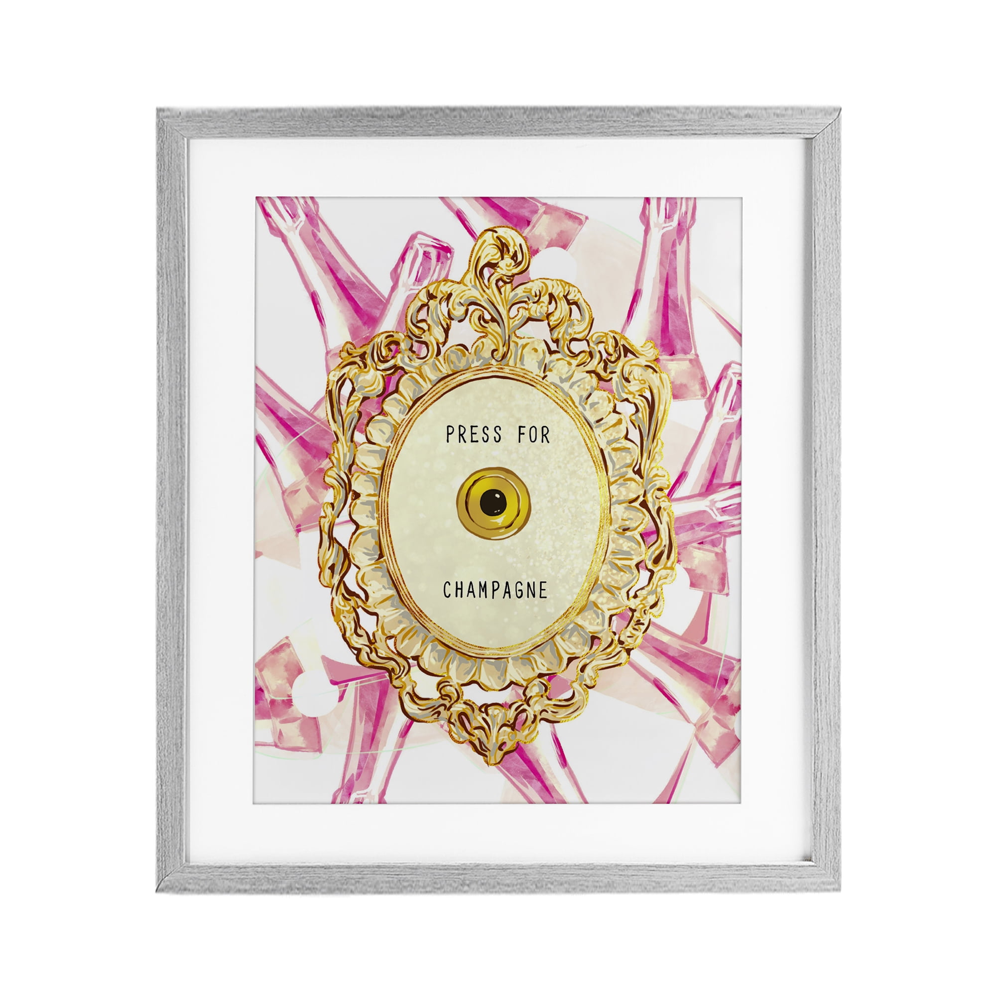 Champagne Doorbell with Pattern Gray Framed Print Under Glass, design by Ziwei Li
