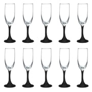 Champagne Flute 6.25 oz Set of 10, Bulk Pack - Great for Cocktails, Weddings, Party Favors - Black