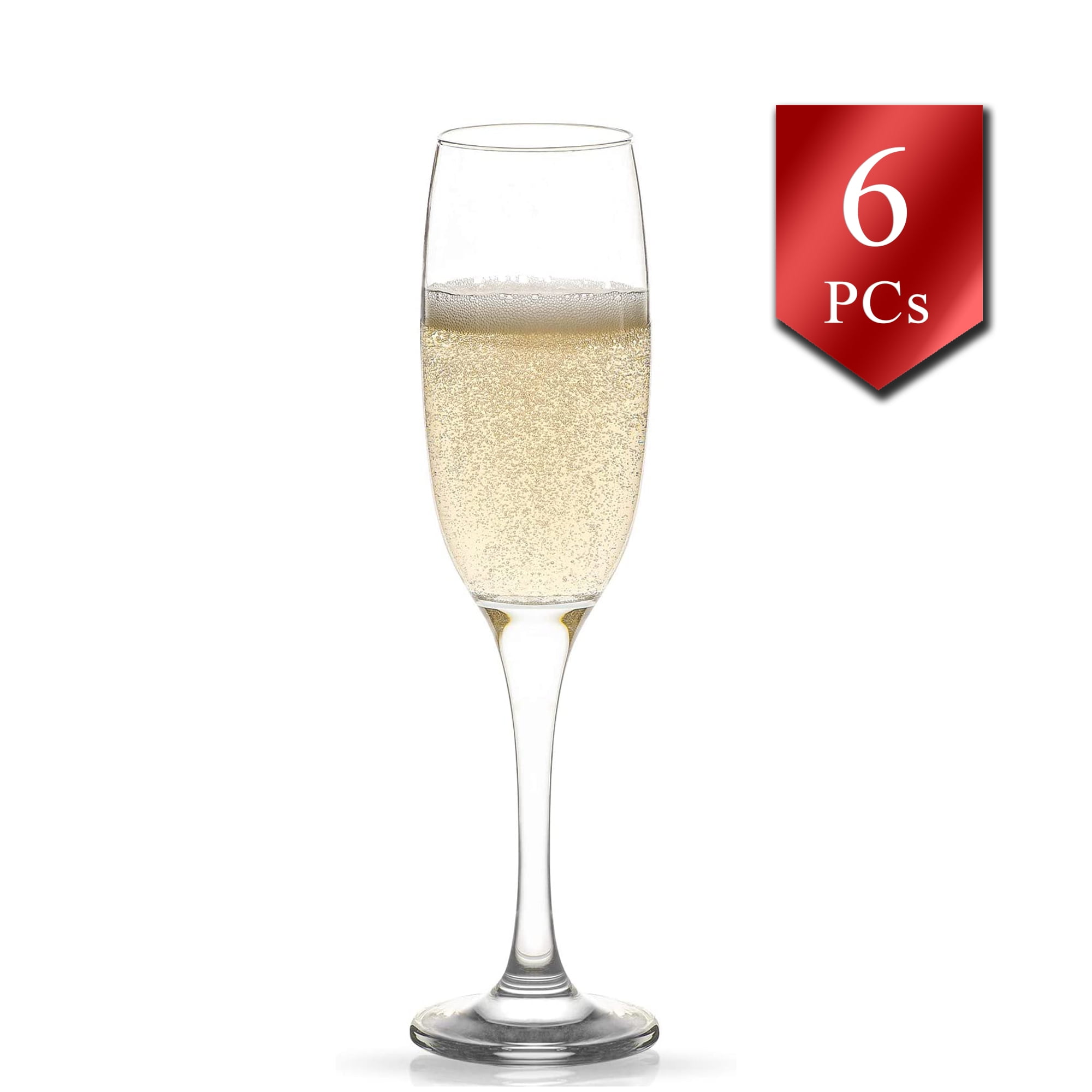 Champagne Flute Glasses Set of 6, Wedding Champagne Flutes, Champagne Glassware, 7.5 oz