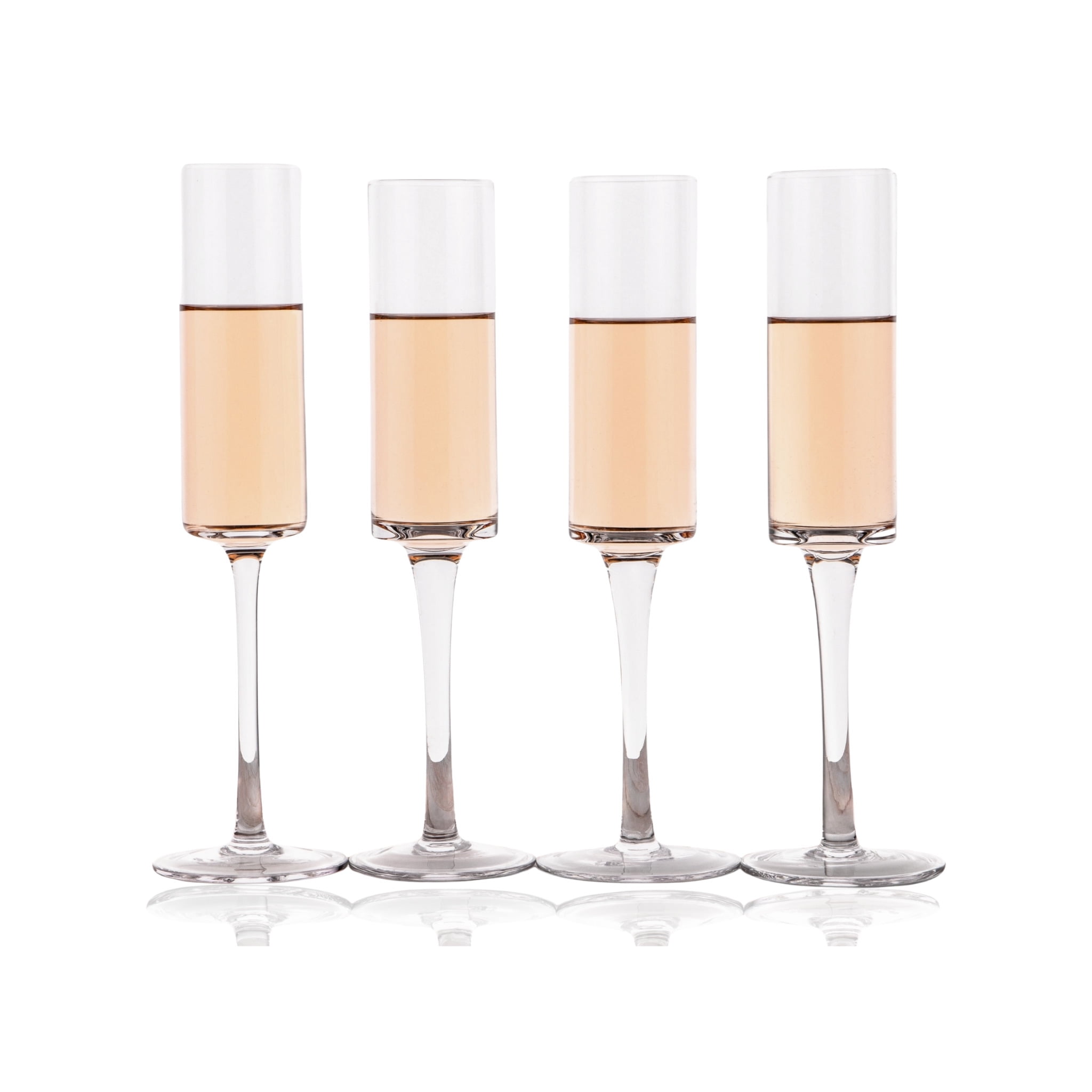 LEMONSODA Hand-Blown Crystal Champagne Flutes Set of 4 - 6oz