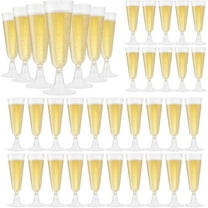 Champagne Flutes Plastic Champagne Glasses Disposable 100 Pack 5.5 Oz Gold Glasses Acrylic Wedding Toasting Cocktail Cups for 2025 Graduation Decorations Birthday Party Supplies