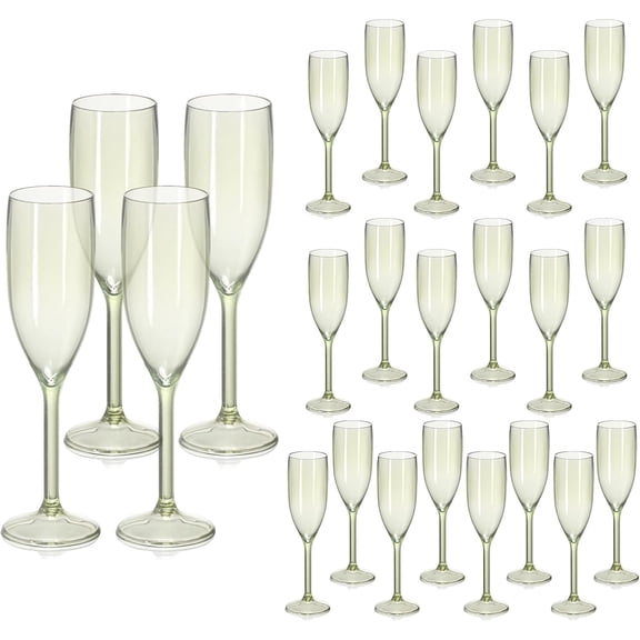 "Champagne Flutes Plastic Wine Glasses Vintage Mimosa Bar Stemmed Drinking Cups 5.4OZ Sage Green for Christmas Birthday Wedding Bride