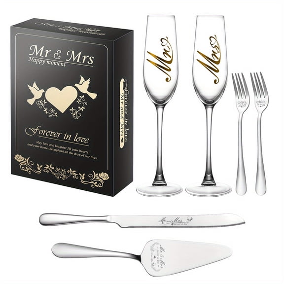 Champagne Glass Cake Knife Set | Cake Divider | Birthday Gift | Engagement Gift | Wedding Banquet Supplies